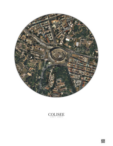 Affiche Colisee – Poster vue satellite 0.5km Couleur | Gravura – Fond clair