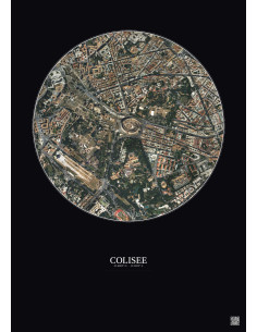Affiche Colisee – Poster vue satellite 1km Couleur | Gravura – Fond foncé