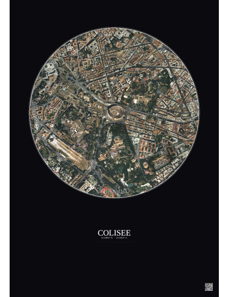 Colisee Satellite View Poster 1km Color | Gravura – Dark background