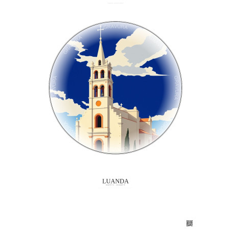 Affiche Luanda – Poster illustration vintage – Church Of Our Lady Of Remedies | Gravura – Fond clair