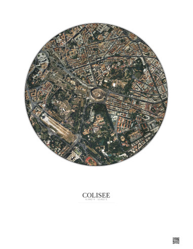 Affiche Colisee – Poster vue satellite 1km Couleur | Gravura – Fond clair
