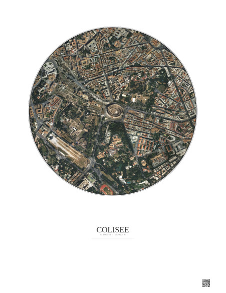 Affiche Colisee – Poster vue satellite 1km Couleur | Gravura – Fond clair