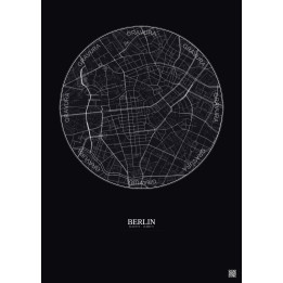 Berlin City Map Poster 2.5km | Gravura – Dark background