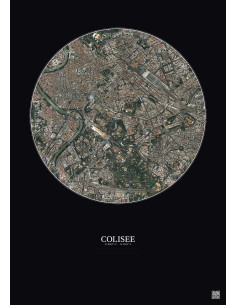 Affiche Colisee – Poster vue satellite 2.5km Couleur | Gravura – Fond foncé