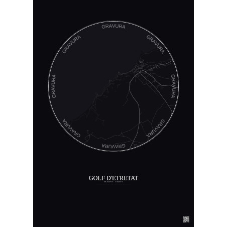 Affiche Golf D Etretat – Poster carte de ville 2.5km | Gravura – Fond foncé