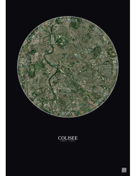 Affiche Colisee – Poster vue satellite 5km Couleur | Gravura – Fond foncé