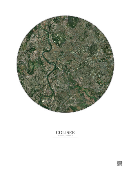 Affiche Colisee – Poster vue satellite 5km Couleur | Gravura – Fond clair