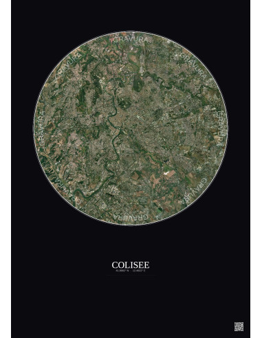 Colisee Satellite View Poster 10km Color | Gravura – Dark background