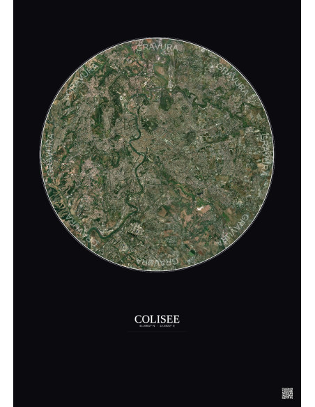 Colisee Satellite View Poster 10km Color | Gravura – Dark background
