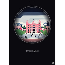 Affiche Buenos Aires – Poster illustration vintage – Plaza De Mayo | Gravura – Fond foncé