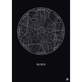 Munich City Map Poster 5km | Gravura – Dark background
