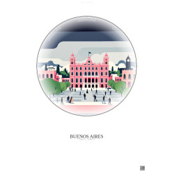 Affiche Buenos Aires – Poster illustration vintage – Plaza De Mayo | Gravura – Fond clair
