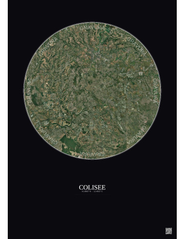 Affiche Colisee – Poster vue satellite 20km Couleur | Gravura – Fond foncé