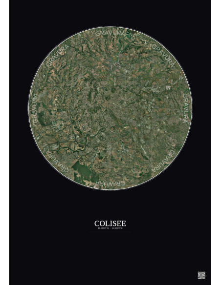 Affiche Colisee – Poster vue satellite 20km Couleur | Gravura – Fond foncé
