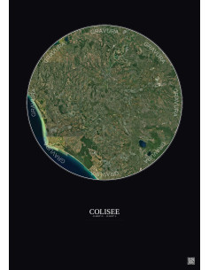 Affiche Colisee – Poster vue satellite 30km Couleur | Gravura – Fond foncé