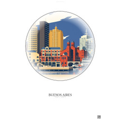 Affiche Buenos Aires – Poster illustration vintage – Puerto Madero | Gravura – Fond clair