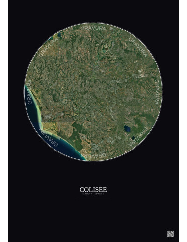 Affiche Colisee – Poster vue satellite 30km Couleur | Gravura – Fond foncé