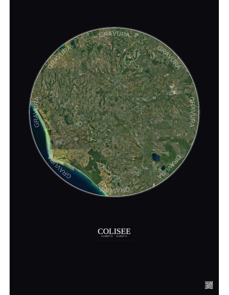 Affiche Colisee – Poster vue satellite 30km Couleur | Gravura – Fond foncé
