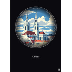 Affiche Vienna – Poster illustration vintage – Famous Viewpoint Of Vienna | Gravura – Fond foncé