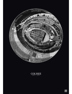 Affiche Colisee – Poster vue satellite 0.1km N&B | Gravura – Fond foncé