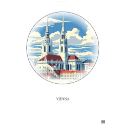 Affiche Vienna – Poster illustration vintage – Famous Viewpoint Of Vienna | Gravura – Fond clair