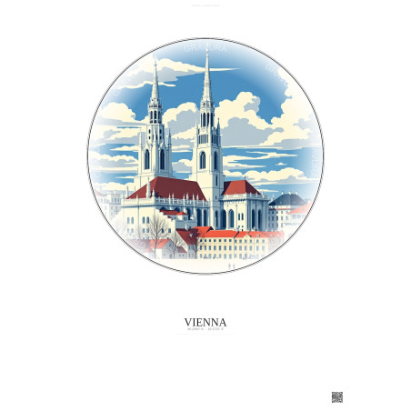 Affiche Vienna – Poster illustration vintage – Famous Viewpoint Of Vienna | Gravura – Fond clair