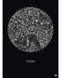 Affiche Colisee – Poster vue satellite 0.5km N&B | Gravura – Fond foncé