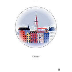 Affiche Vienna – Poster illustration vintage – Historic Old Town Of Vienna | Gravura – Fond clair
