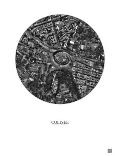 Affiche Colisee – Poster vue satellite 0.5km N&B | Gravura – Fond clair