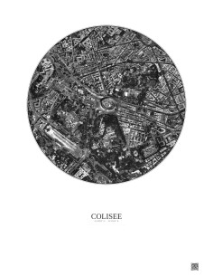 Affiche Colisee – Poster vue satellite 1km N&B | Gravura – Fond clair