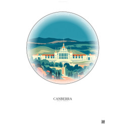 Affiche Canberra – Poster illustration vintage – Canberra | Gravura – Fond clair