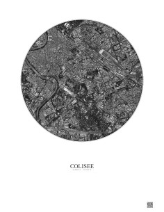 Affiche Colisee – Poster vue satellite 2.5km N&B | Gravura – Fond clair