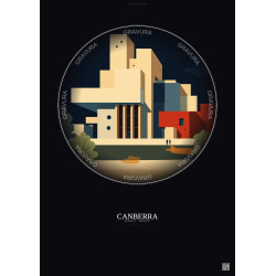 Affiche Canberra – Poster illustration vintage – National Gallery Of Australia | Gravura – Fond foncé