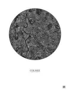 Affiche Colisee – Poster vue satellite 5km N&B | Gravura – Fond clair