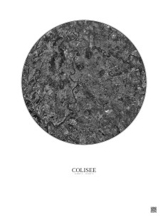 Affiche Colisee – Poster vue satellite 10km N&B | Gravura – Fond clair