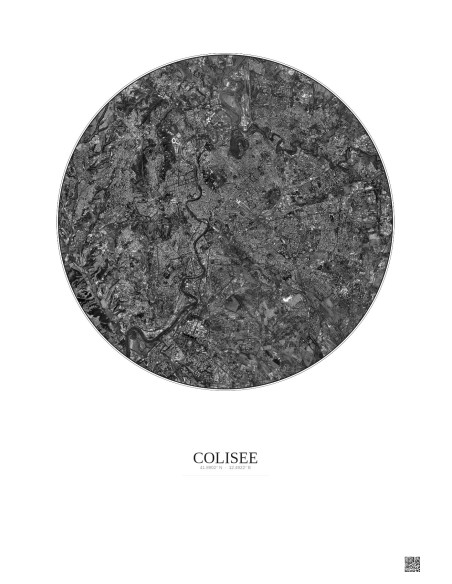Colisee Satellite View Poster 10km B&W | Gravura – Light background