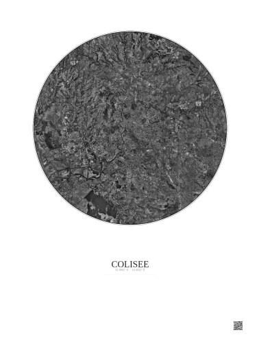 Affiche Colisee – Poster vue satellite 20km N&B | Gravura – Fond clair