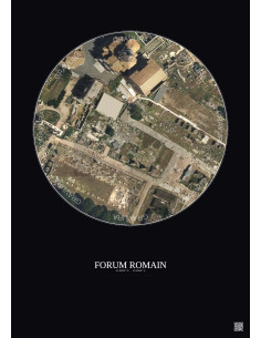 Affiche Forum Romain – Poster vue satellite 0.1km Couleur | Gravura – Fond foncé