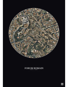 Affiche Forum Romain – Poster vue satellite 0.5km Couleur | Gravura – Fond foncé