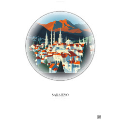 Affiche Sarajevo – Poster illustration vintage – Sarajevo | Gravura – Fond clair