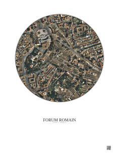 Affiche Forum Romain – Poster vue satellite 0.5km Couleur | Gravura – Fond clair
