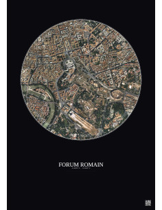 Affiche Forum Romain – Poster vue satellite 1km Couleur | Gravura – Fond foncé