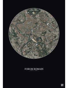 Affiche Forum Romain – Poster vue satellite 2.5km Couleur | Gravura – Fond foncé