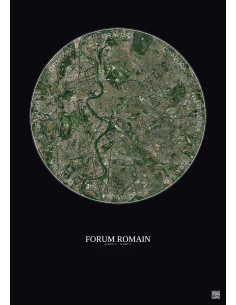 Affiche Forum Romain – Poster vue satellite 5km Couleur | Gravura – Fond foncé