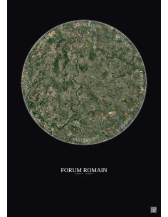 Affiche Forum Romain – Poster vue satellite 10km Couleur | Gravura – Fond foncé