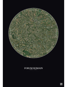Affiche Forum Romain – Poster vue satellite 20km Couleur | Gravura – Fond foncé