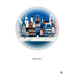 Affiche Brussels – Poster illustration vintage – Brussels | Gravura – Fond clair