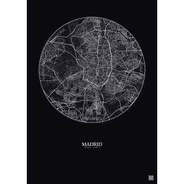 Madrid City Map Poster 10km | Gravura – Dark background