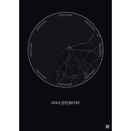 Affiche Golf D Etretat – Poster carte de ville 10km | Gravura – Fond foncé