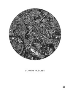 Affiche Forum Romain – Poster vue satellite 1km N&B | Gravura – Fond clair